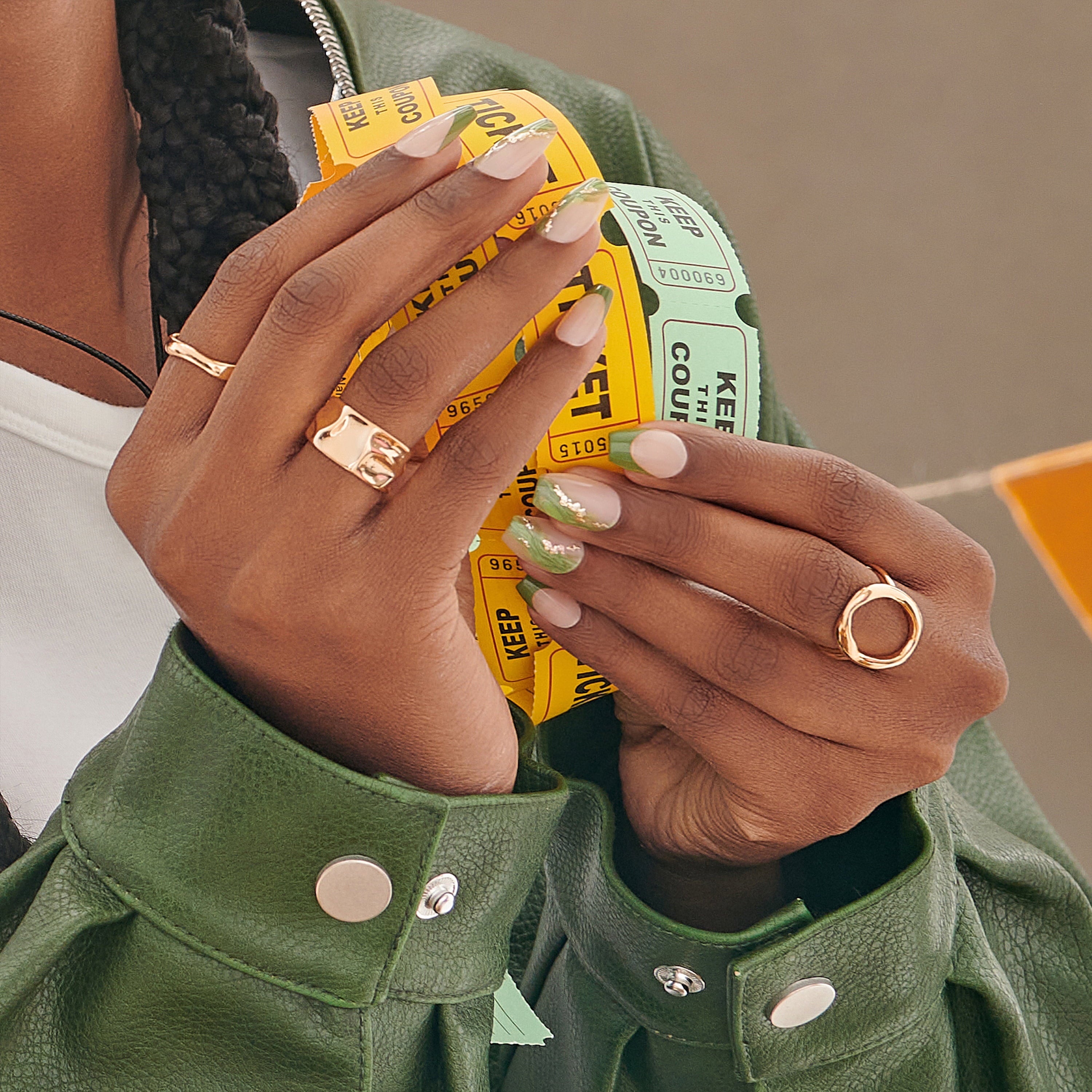 KISS imPRESS  Press on Nails, Ballerina, Green, Medium Coffin, 30 Count