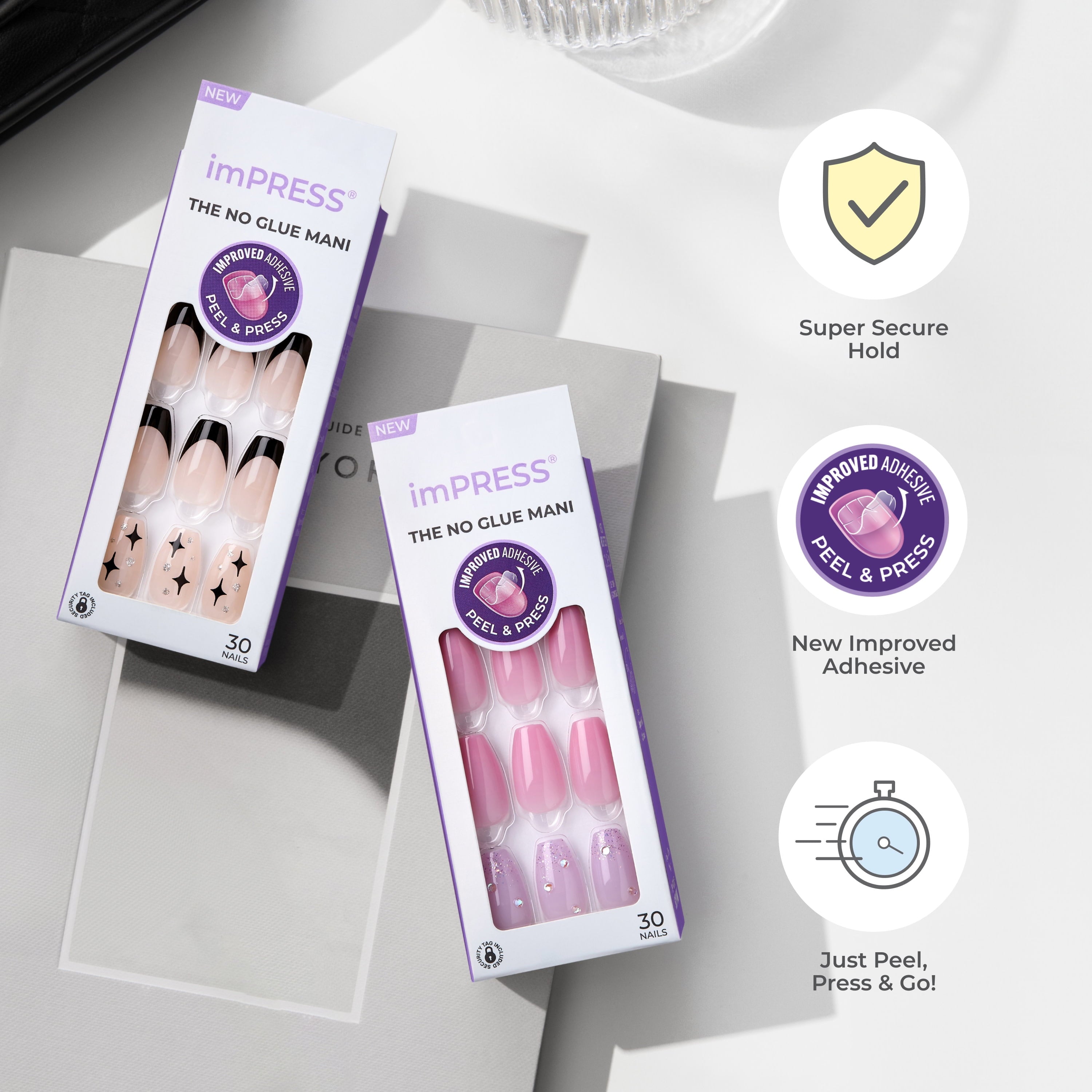 KISS imPRESS  Press on Nails, Ballerina, Green, Medium Coffin, 30 Count