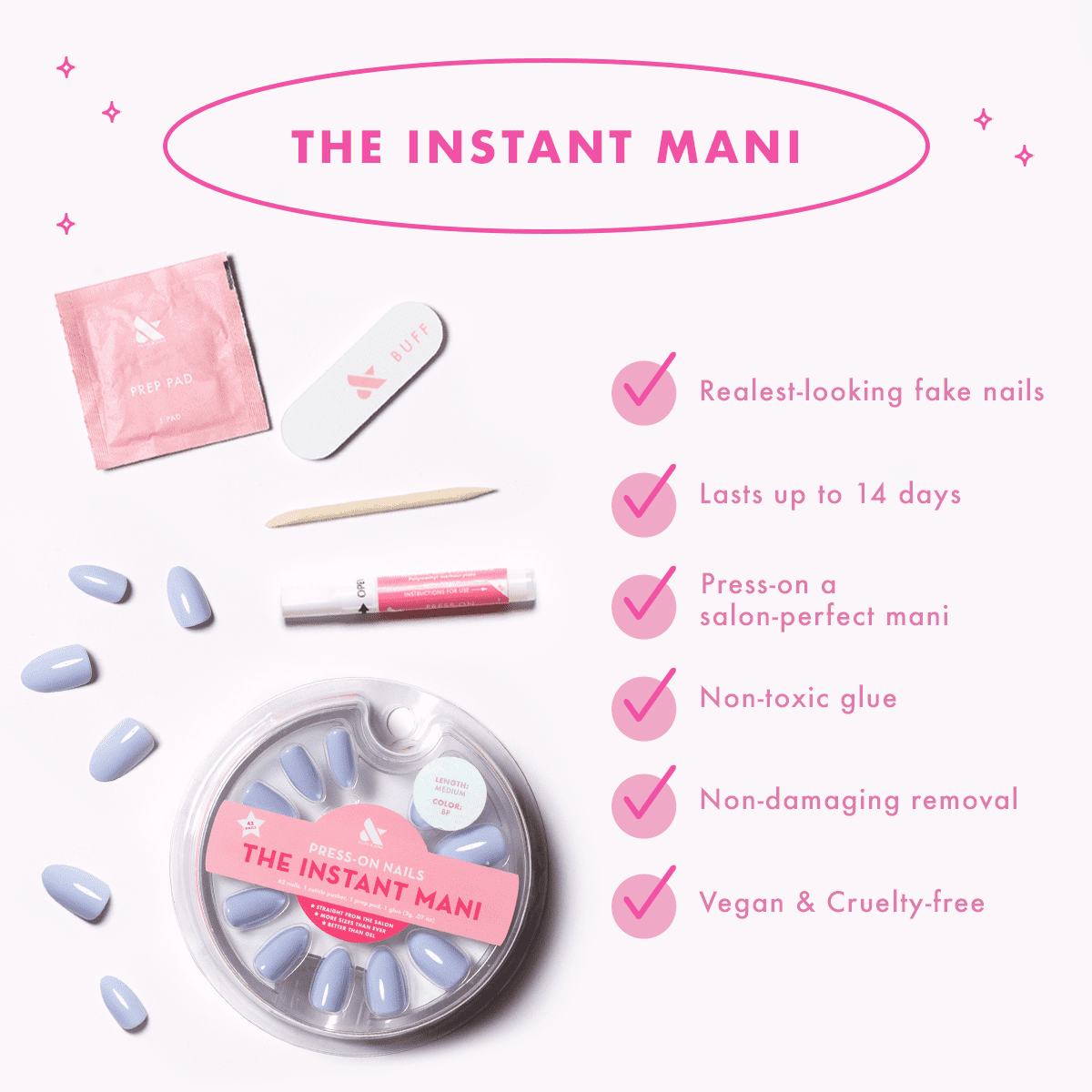 Olive & June Instant Mani Medium Almond Press-On Nails, Emerald Velvet, 42 Pieces