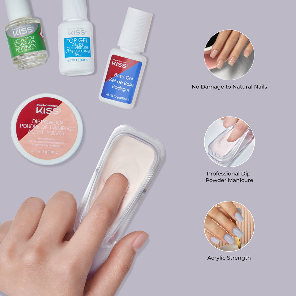 KISS Salon Dip Powder Nail Kit All-in-One Professional Dipping System Fake Nails Gel Nail Kit