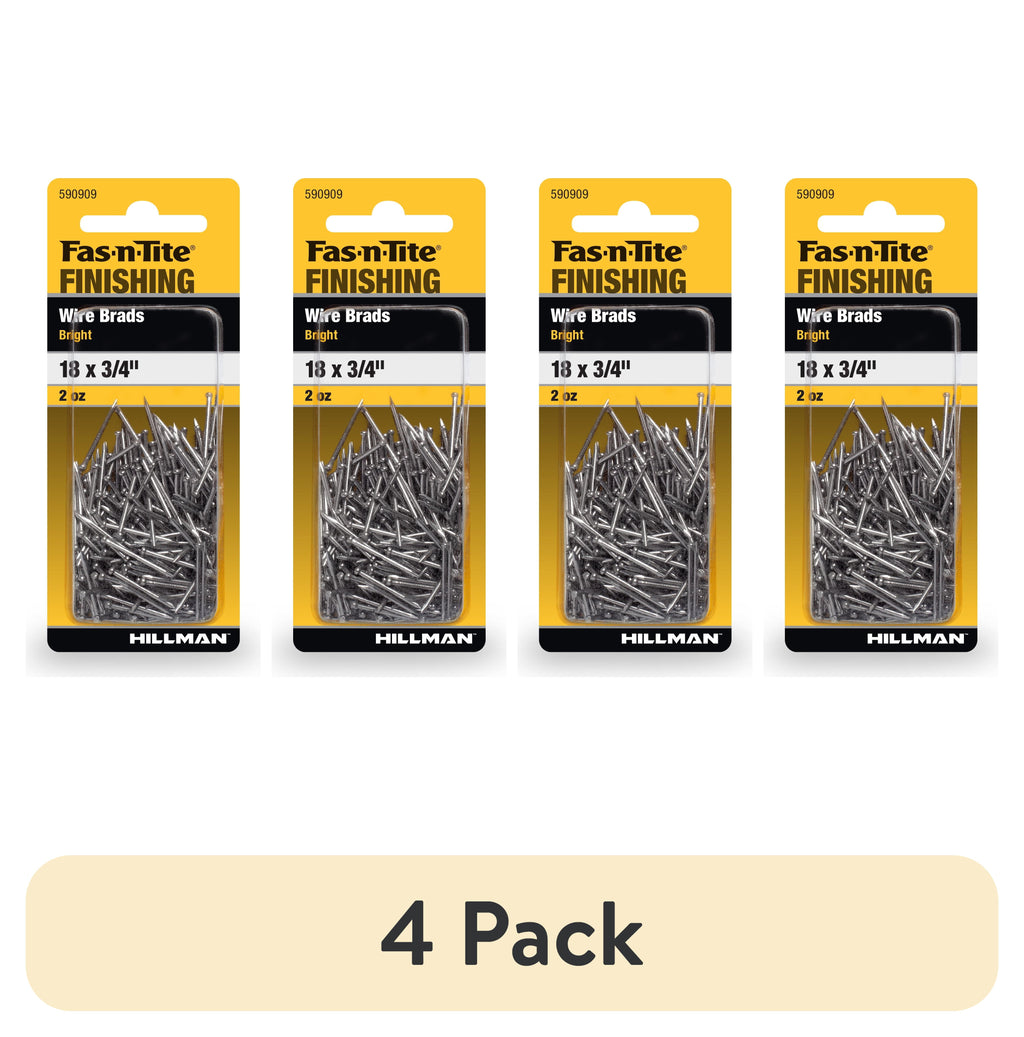 (4 pack) Fast-N-Tite 3/4 x 18" Bright Wire Nails, Steel, Interior Nails