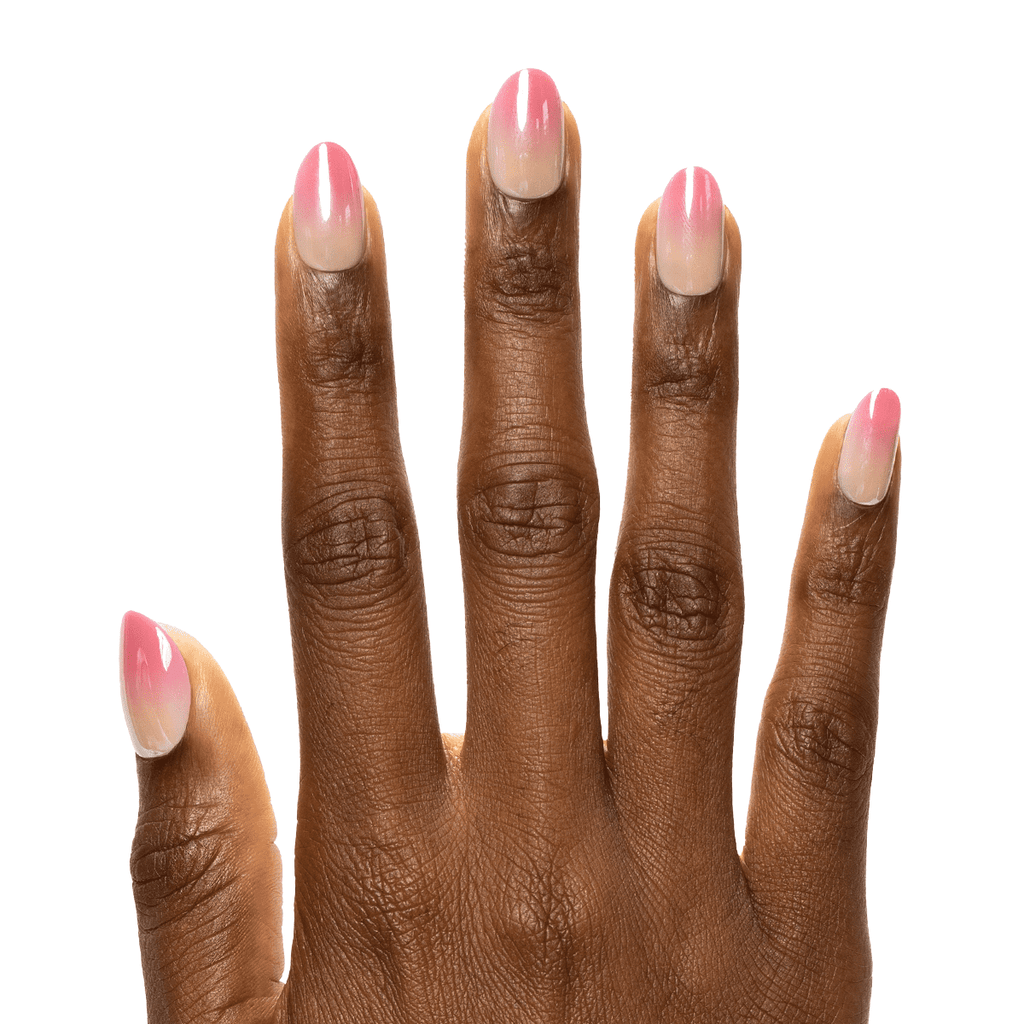 Olive & June Super Stick Mani Oval Medium Press-On Tabs, Pink Chrome Ombre, 32 Pieces
