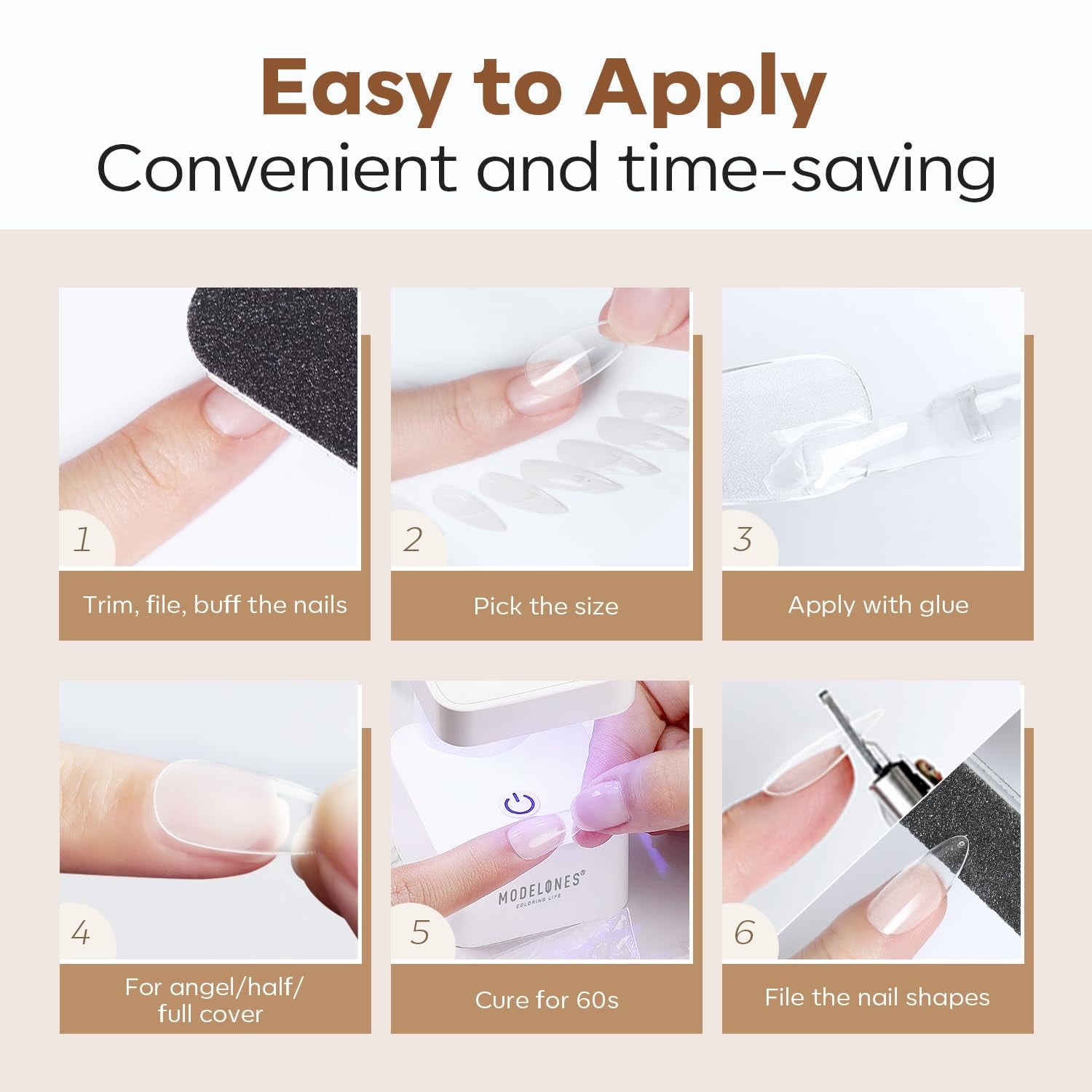 modelones Short Almond Nail Tips, Pre-shaped Gel x Nail Tips Full Cover Fake Nails Acrylic Nail Tips Nail Extension Press on Nails Gel x Nail Kit 216PCS 12Sizes