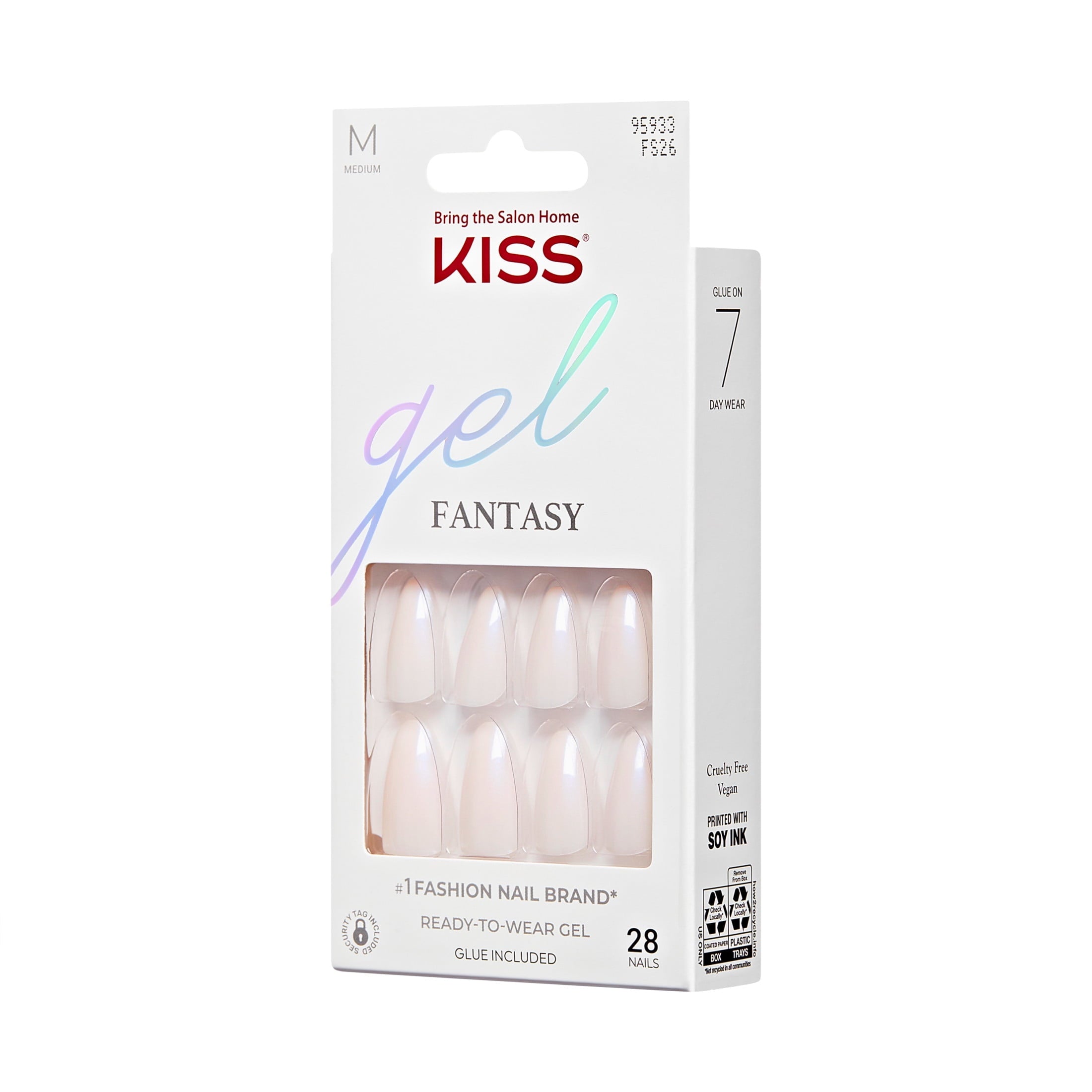 KISS Gel Fantasy Press On Nails, 'Sweater Weather', Light Pink, Medium Oval, 28 Count