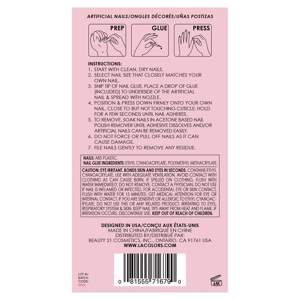 L.A. COLORS Extrava Long lasting flexilbe Nail Tip, High Key, 32 Piece