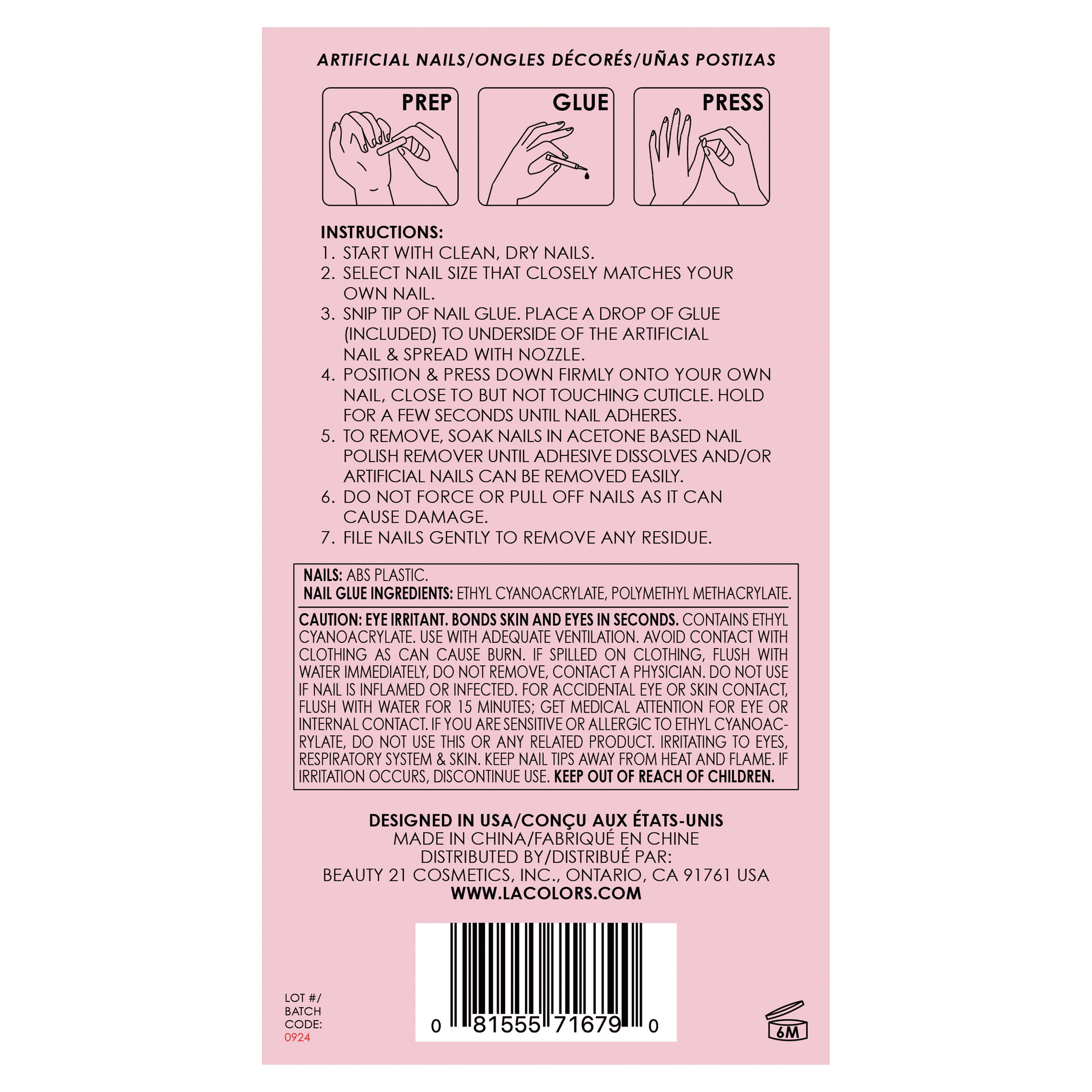 L.A. COLORS Extrava Long lasting flexilbe Nail Tip, High Key, 32 Piece