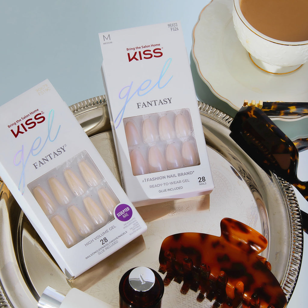 KISS Gel Fantasy Press On Nails, 'Sweater Weather', Light Pink, Medium Oval, 28 Count