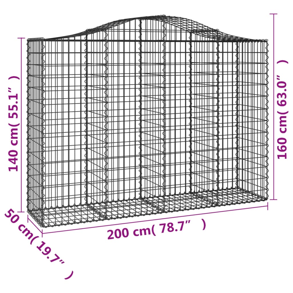 vidaXL Gabion Basket Arched Gabion Basket Planter for Flower Galvanized Iron
