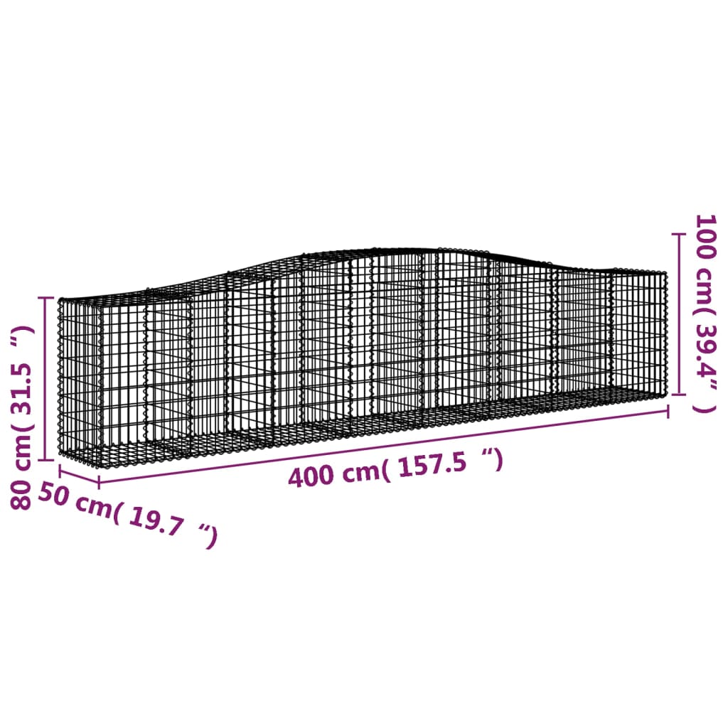 vidaXL Gabion Basket Arched Gabion Basket Planter for Flower Galvanized Iron