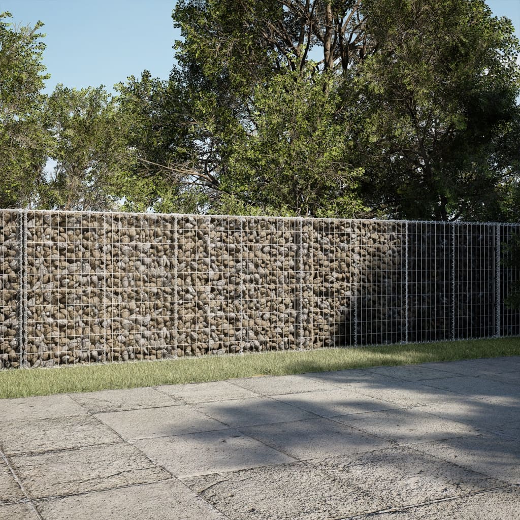 vidaXL Gabion Basket with Cover Stone Cage Retaining Wall Galvanized Iron
