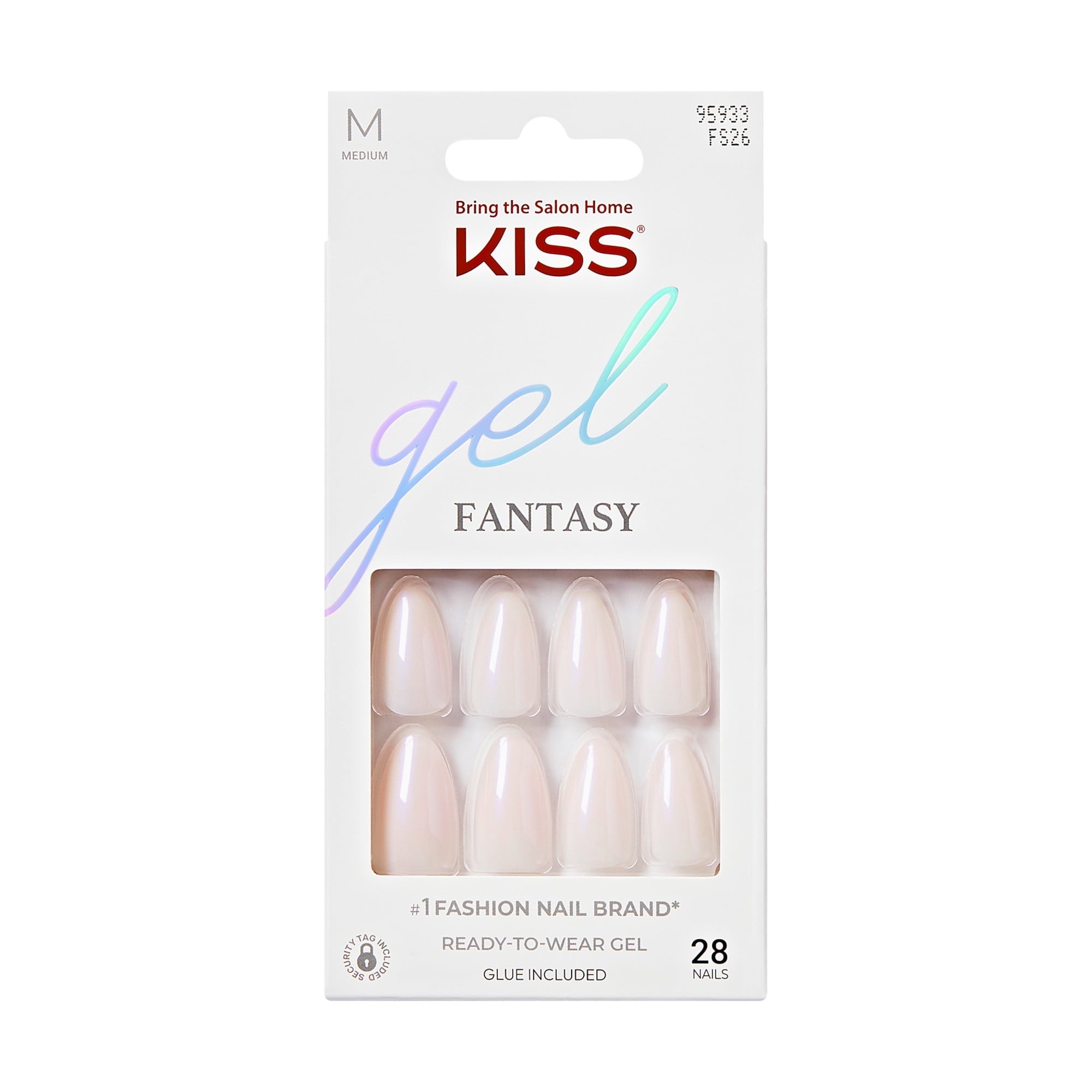 KISS Gel Fantasy Press On Nails, 'Sweater Weather', Light Pink, Medium Oval, 28 Count