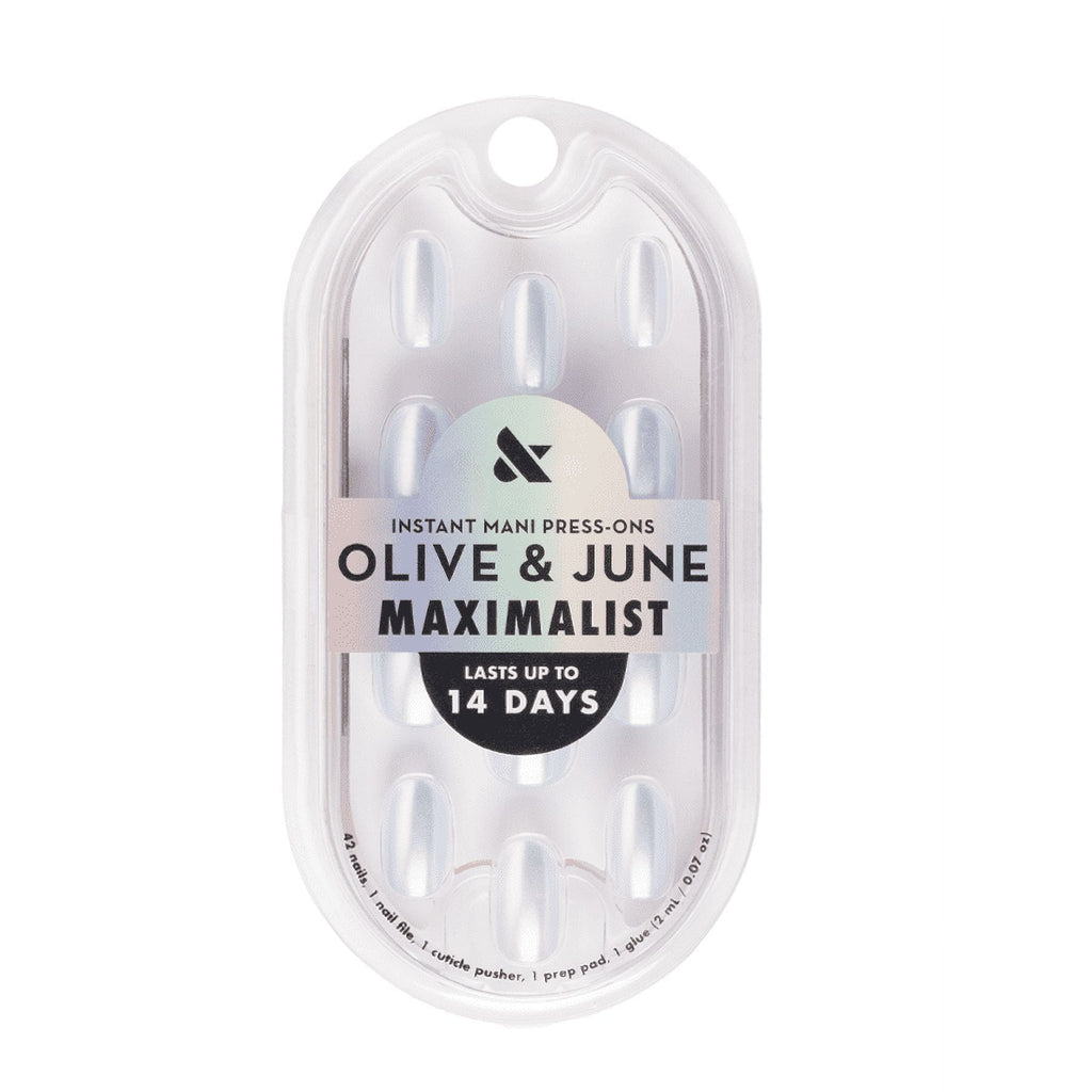 Olive & June Instant Mani Maximalist Short Round Press-On Nails, Sky Chrome, 42 Pieces