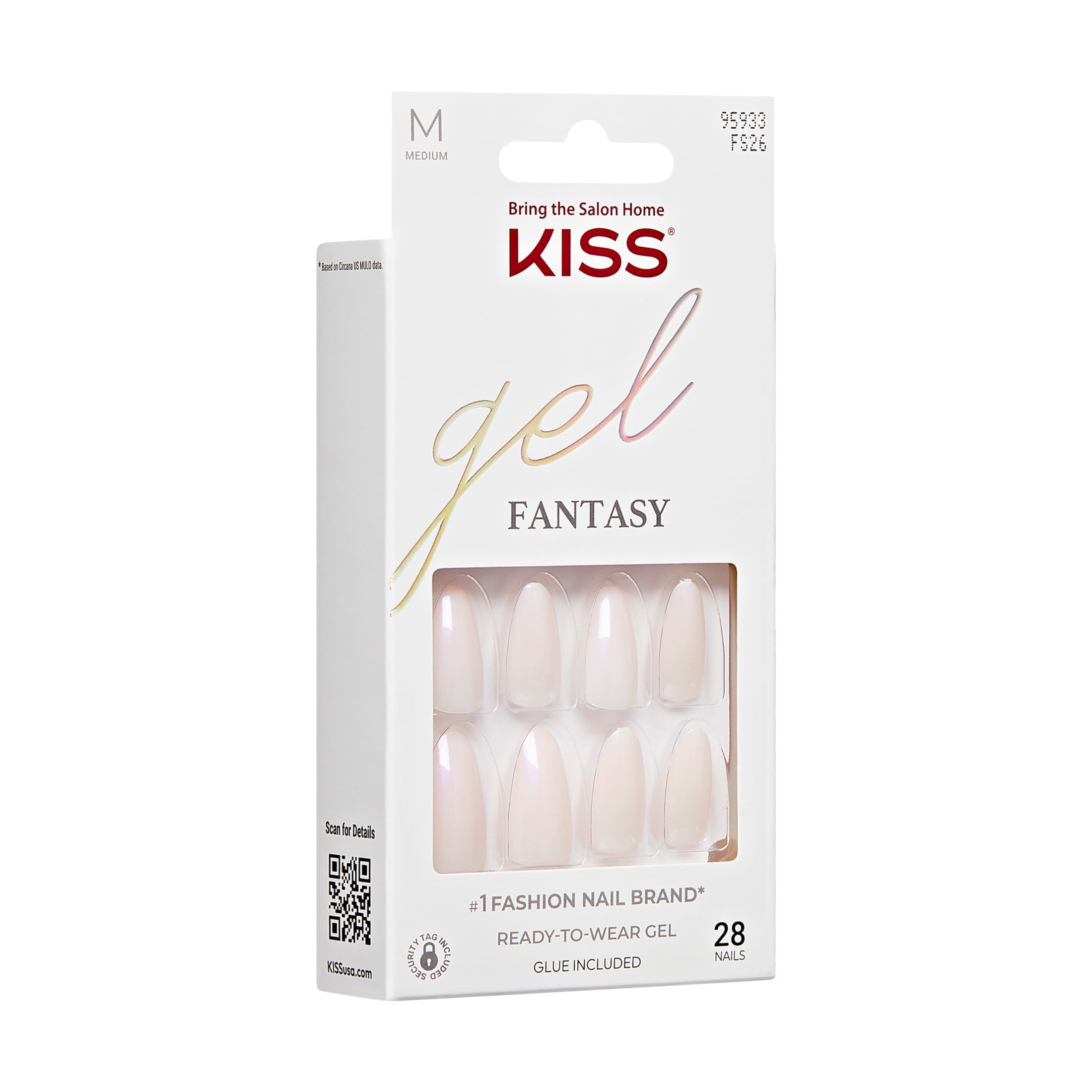KISS Gel Fantasy Press On Nails, 'Sweater Weather', Light Pink, Medium Oval, 28 Count
