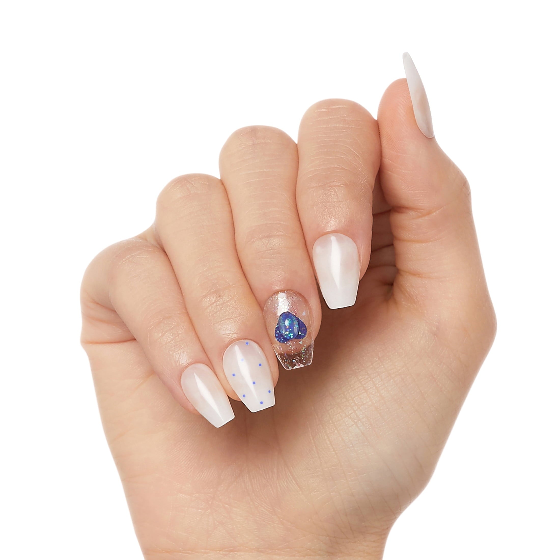 KISS Gel Fantasy Allure Press On Nails, Hottiest Thing, White, Short Coffin, 28 Count