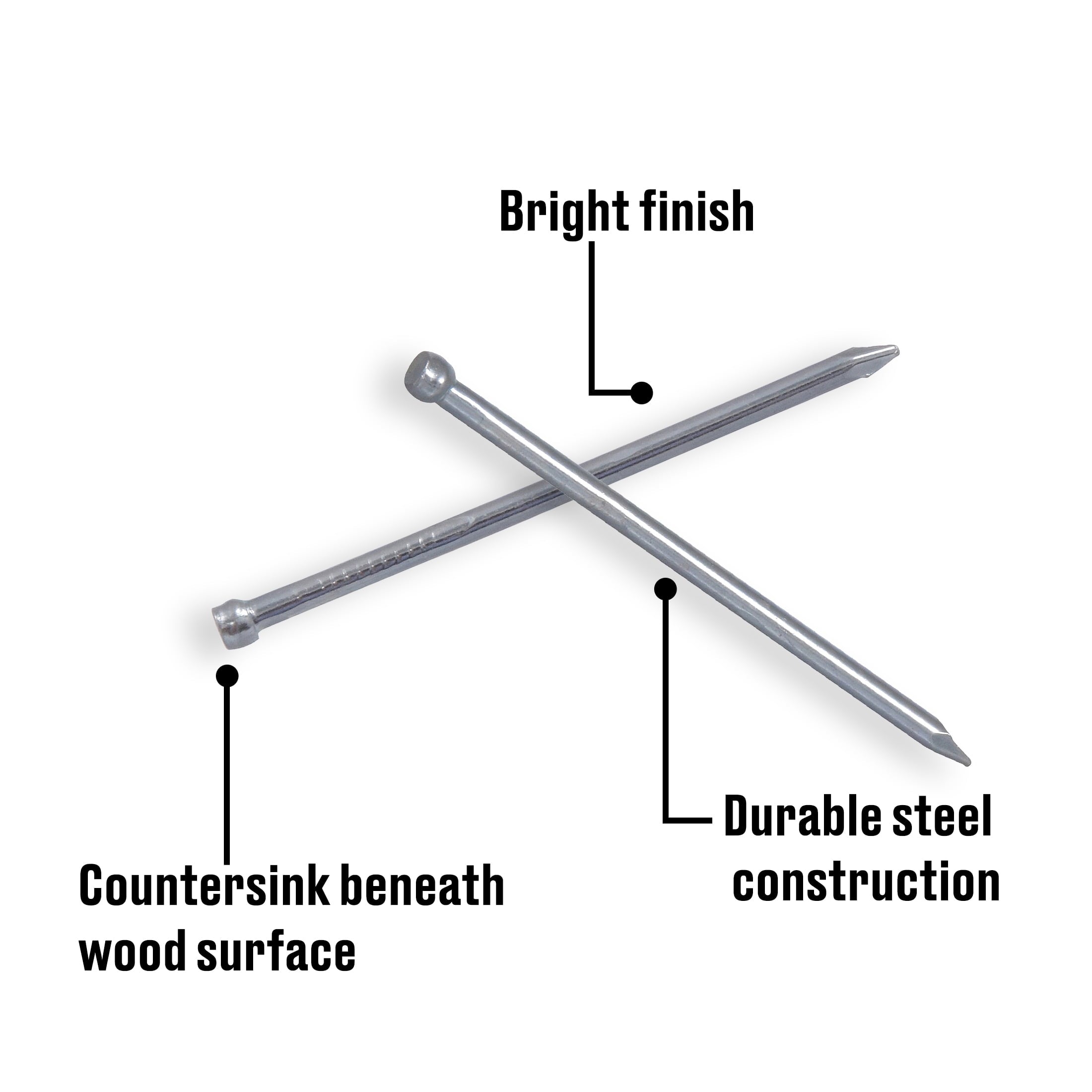 (4 pack) Fast-N-Tite 3/4 x 18" Bright Wire Nails, Steel, Interior Nails