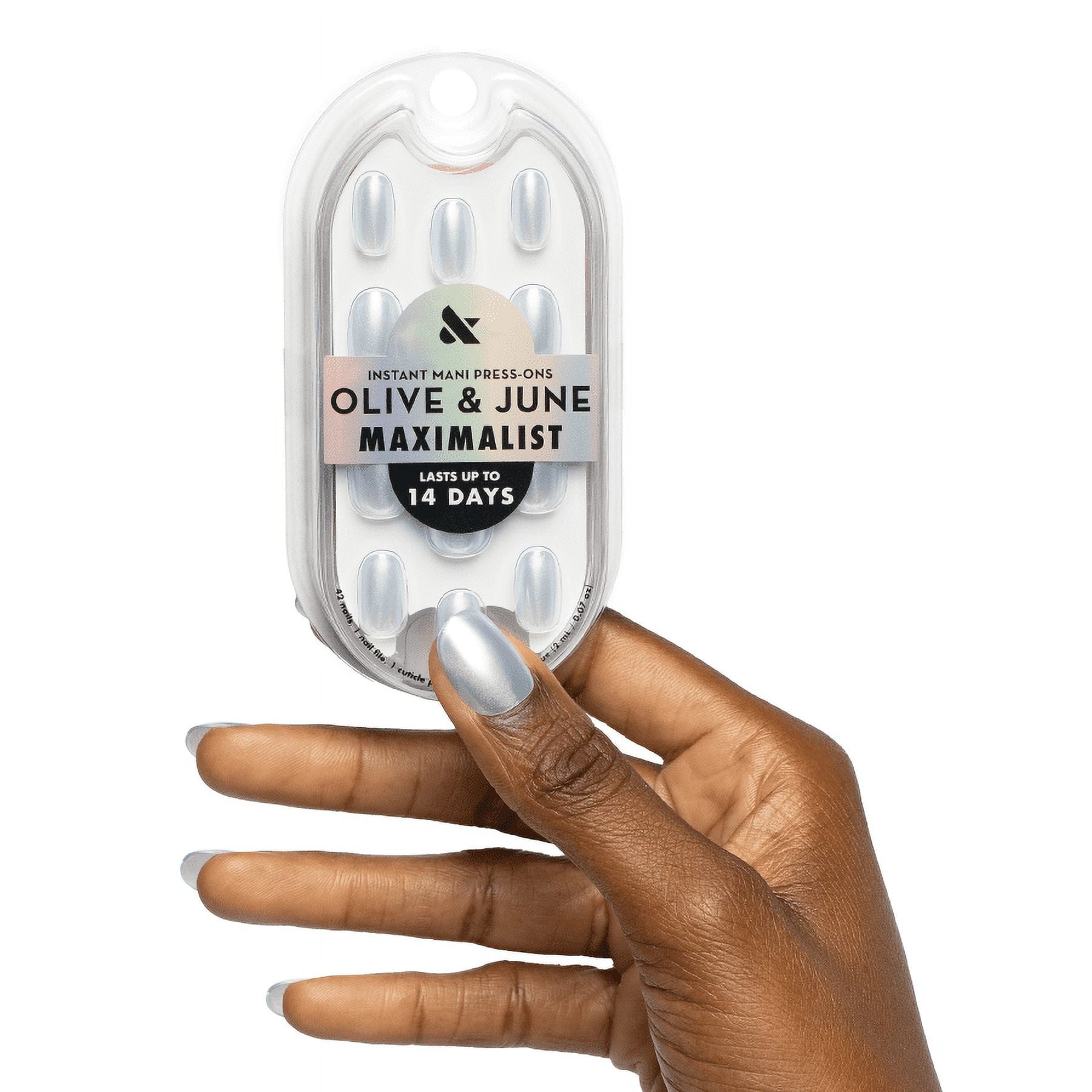 Olive & June Instant Mani Maximalist Short Round Press-On Nails, Sky Chrome, 42 Pieces