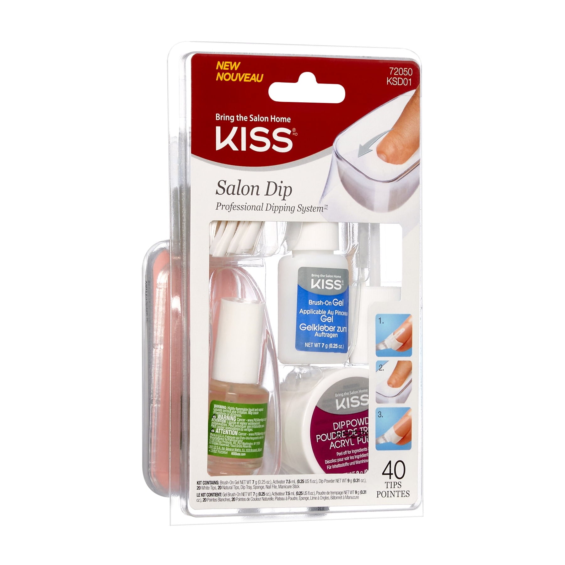 KISS Salon Dip Powder Nail Kit All-in-One Professional Dipping System Fake Nails Gel Nail Kit