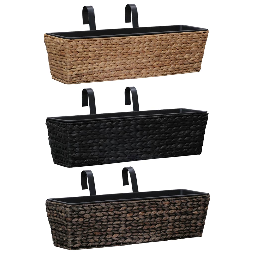 vidaXL Railing Planters Balcony Deck Planters with Inner 2 pcs Water Hyacinth